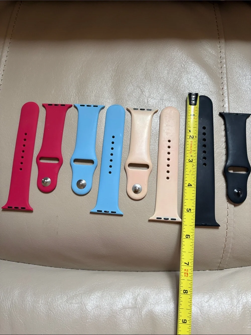 4 Silicone Replacement Watch Bands - Red, Blue, Pink, Black